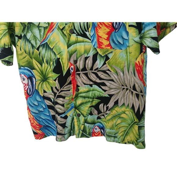 Pineapple Connection Hawaiian Shirt Mens Large Parrot Tropical Rayon Aloha Luau - Picture 4 of 12